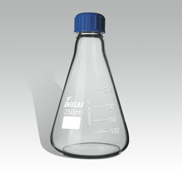 FRASCO ERLENMEYER COM TAMPA DE ROSCA
